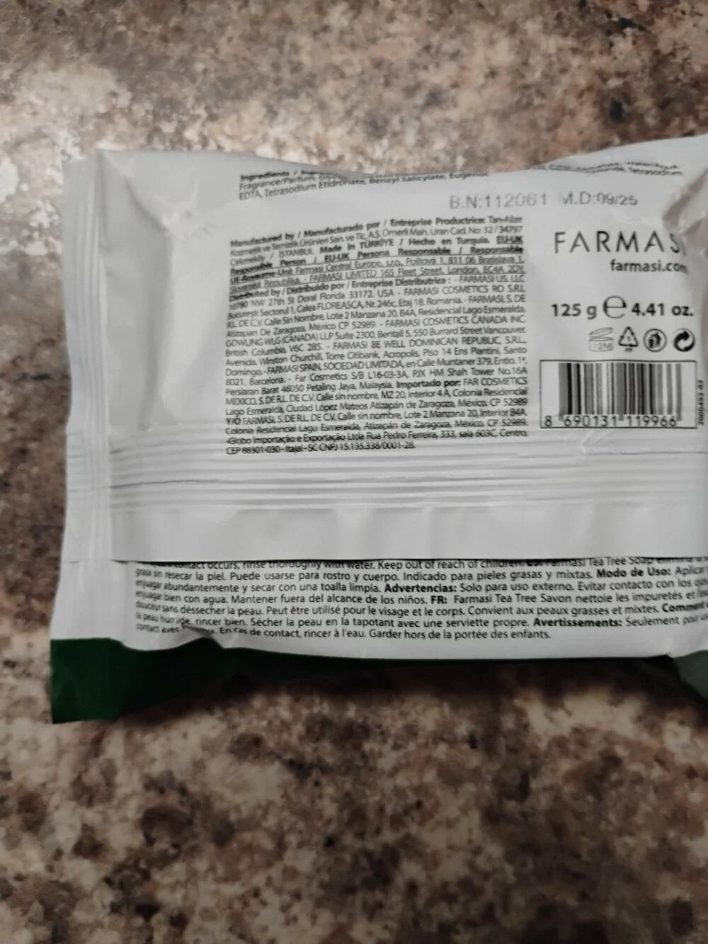 Farmasi Tea Tree Soap Bar Daily Use For Women Mens Teens 125 g 4.41 Oz